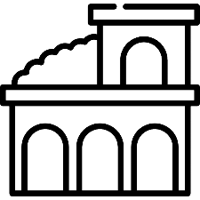 simple outline of a two story house featuring two rows of windows with a door at the front ideal for homes and architecture design